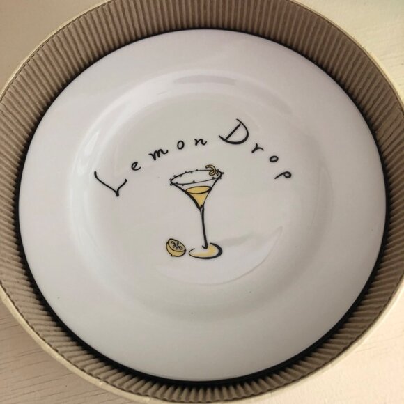 Vintage Pottery Barn Martini Cocktail Plates set of four - Picture 4 of 6